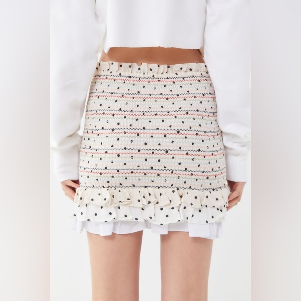 English Factory Polka Dot Smocked Mini Skirt Size Small